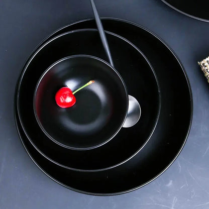 Vajilla Minimalista Cerámica Negro Mate