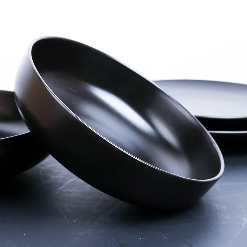 Vajilla Minimalista Cerámica Negro Mate