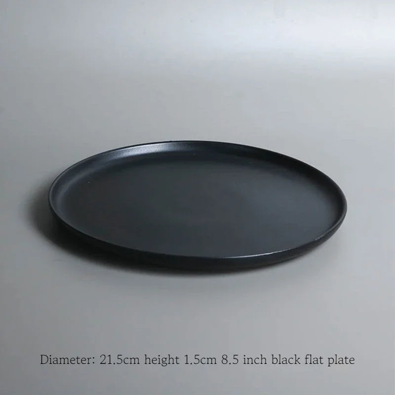 Vajilla Minimalista Cerámica Negro Mate